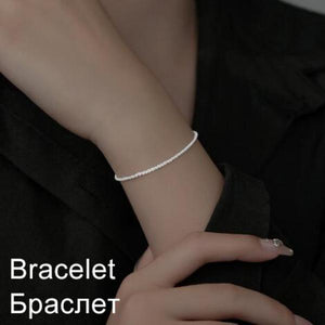 925 Silver Sparkle Chain Bracelet Anklet Women Fine Jewelry
