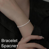 925 Silver Sparkle Chain Bracelet Anklet Women Fine Jewelry