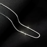 925 Silver Sparkle Chain Bracelet Anklet Women Fine Jewelry