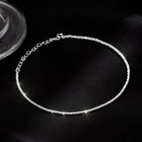 925 Silver Sparkle Chain Bracelet Anklet Women Fine Jewelry