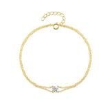 925 Silver Bracelets Minimalist Zircon Double Layer Single Zircon Couple Jewelry