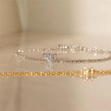 925 Silver Bracelets Minimalist Zircon Double Layer Single Zircon Couple Jewelry