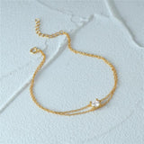 925 Silver Bracelets Minimalist Zircon Double Layer Single Zircon Couple Jewelry