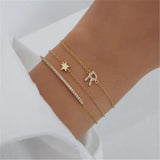 925 Silver Zircon Star Charm Bracelet Stackable