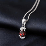 Potiy Sky Topaz Garnet Pendant Necklace 925 Sterling Silver for Women