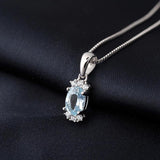 Potiy Sky Topaz Garnet Pendant Necklace 925 Sterling Silver for Women