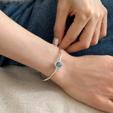 925 Silver Stone Punk Bangle Bracelet for Women