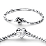 925 Silver Sparkling Infinity Heart Clasp Bracelet