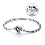 925 Silver Sparkling Infinity Heart Clasp Bracelet