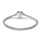 925 Silver Sparkling Infinity Heart Clasp Bracelet