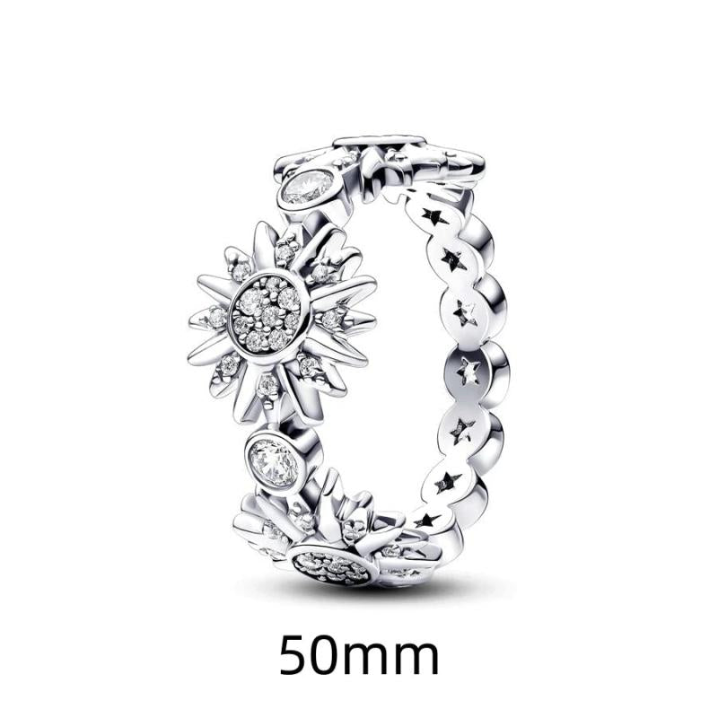 925 Silver Two-tone Sun Crystal Ring Earring