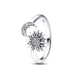 925 Silver Two-tone Sun Crystal Ring Earring