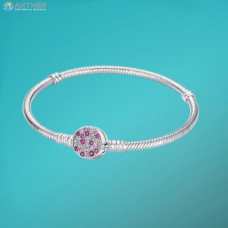 925 Silver Charm Bracelet Dazzling Elegance Clasp Snake Chain