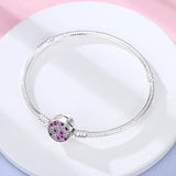 925 Silver Charm Bracelet Dazzling Elegance Clasp Snake Chain