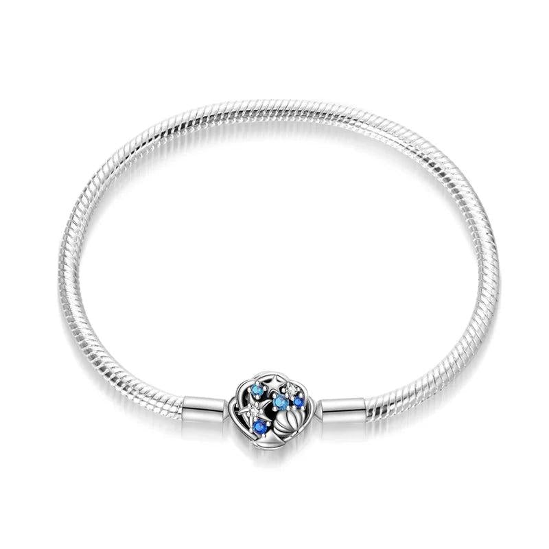 925 Silver Butterfly Safety Chain Bracelet Evil Eye Flower Clasp Bangle
