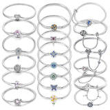 925 Silver Butterfly Safety Chain Bracelet Evil Eye Flower Clasp Bangle