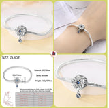 925 Silver Butterfly Safety Chain Bracelet Evil Eye Flower Clasp Bangle