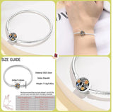 925 Silver Butterfly Safety Chain Bracelet Evil Eye Flower Clasp Bangle