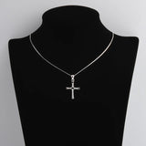 925 Silver Zircon Big Cross Necklace For Women Christ Geometric Jewelry
