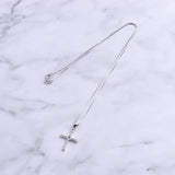 925 Silver Zircon Big Cross Necklace For Women Christ Geometric Jewelry
