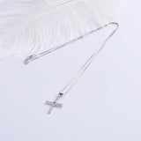 925 Silver Zircon Big Cross Necklace For Women Christ Geometric Jewelry