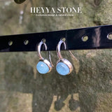 Natural Aquamarine Hook Earrings 925 Silver Fine Jewelry Classic Style
