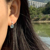 Natural Aquamarine Hook Earrings 925 Silver Fine Jewelry Classic Style
