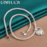 925 Silver Heart 18 Inch Pendant Necklace for Women