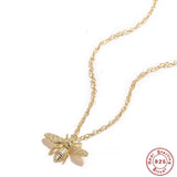 925 Silver Bee Necklace Women Pendant Neck Mother's Jewelry
