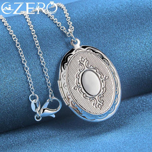 925 Sterling Silver Oval Photo Frame Pendant Necklace