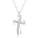 925 Silver Zircon Cross Pendant Necklace Wedding Charm Jewelry