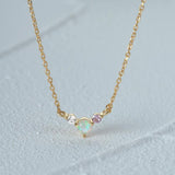 Opal Necklace 925 Sterling Silver Zircon Engagement Wedding Gift