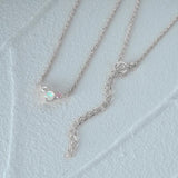 Opal Necklace 925 Sterling Silver Zircon Engagement Wedding Gift