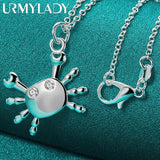 925 Silver Crab Pendant Necklace for Women Wedding Gift Jewelry