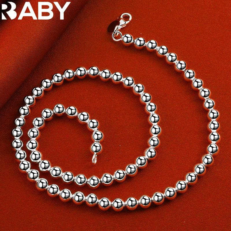 925 Silver Smooth Beads Ball Chain Necklaces Wedding Jewelry