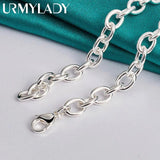 925 Silver Flower 18in Pendant Necklace Women Wedding Engagement Party