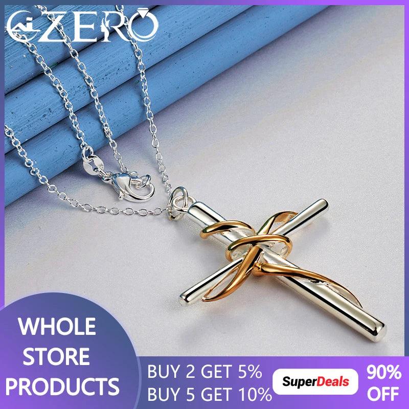 925 Silver Cross Pendant Necklace Chain 18-30 Inch Wedding Fine Jewelry