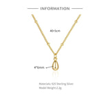 925 Silver Droplet Pendant Necklace Couple Jewelry Anniversary