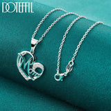 925 Silver Mom Heart Pendant Necklace AAA Zircon Wedding Party Charm