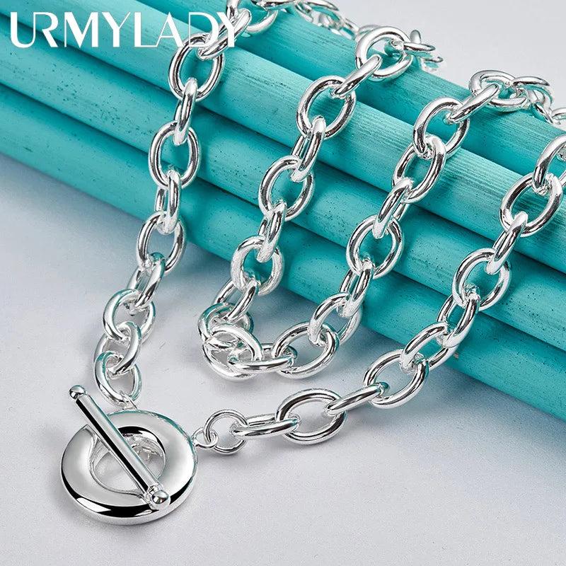 925 Round OT Chain 18 Inch Charm Necklace Sterling Silver Jewelry