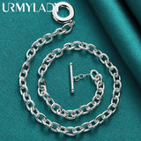 925 Round OT Chain 18 Inch Charm Necklace Sterling Silver Jewelry