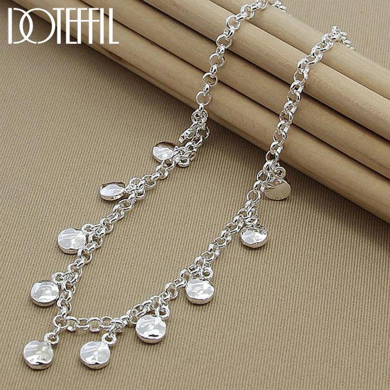 925 Silver Circle Bean Chain Necklace Wedding Jewelry