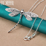 925 Silver Big Dragonfly Pendant Necklace for Women