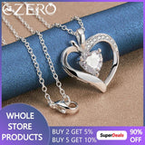 925 Silver Necklace Women 18-30 Inch Chain Zircon Heart Pendant