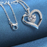 925 Silver Necklace Women 18-30 Inch Chain Zircon Heart Pendant