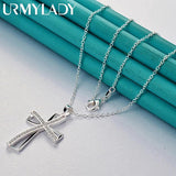 925 Silver Bow Knot Zircon Pendant Necklace for Women