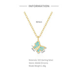 S925 Silver Butterfly Pendant Necklace Minimalist Style Collarbone Chain