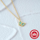 S925 Silver Butterfly Pendant Necklace Minimalist Style Collarbone Chain