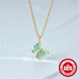 S925 Silver Butterfly Pendant Necklace Minimalist Style Collarbone Chain