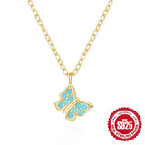 S925 Silver Butterfly Pendant Necklace Minimalist Style Collarbone Chain